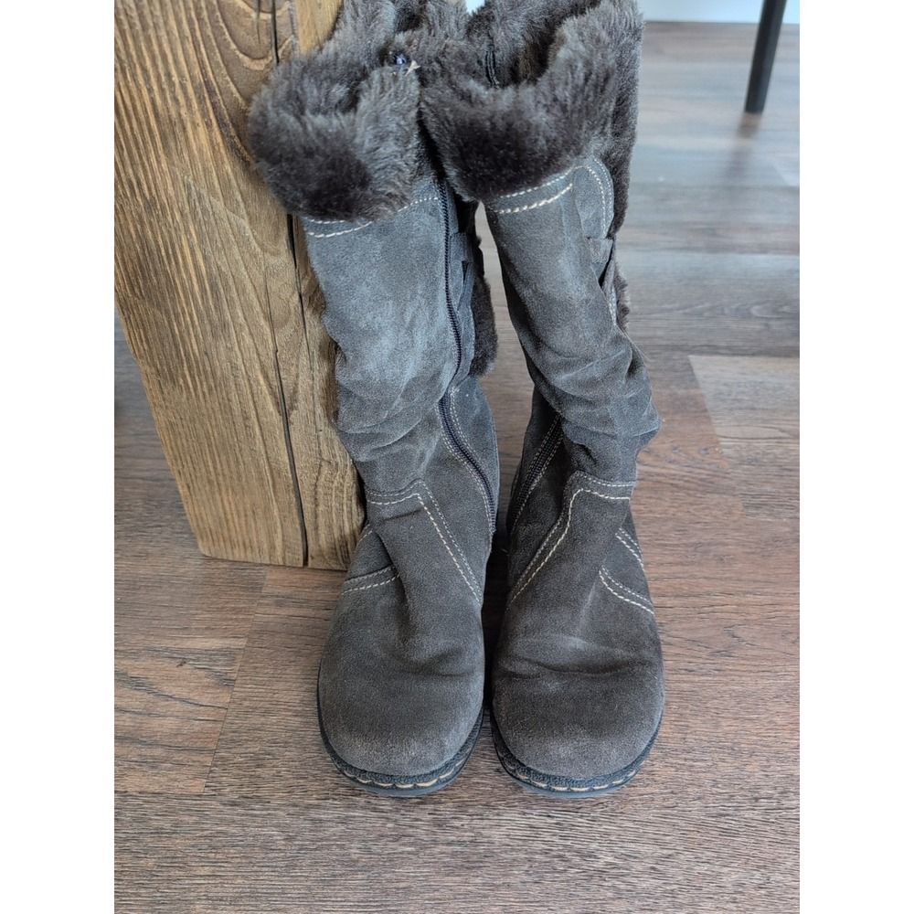 Baretraps Eventure brown boots tall suede Boho faux fur women's 7 - Picture 2 of 16